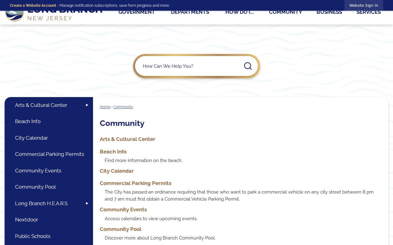 Long Branch neighbors community page with neighborhood hub reference