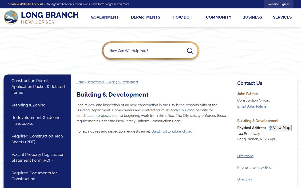 Long Branch street directory building and development records