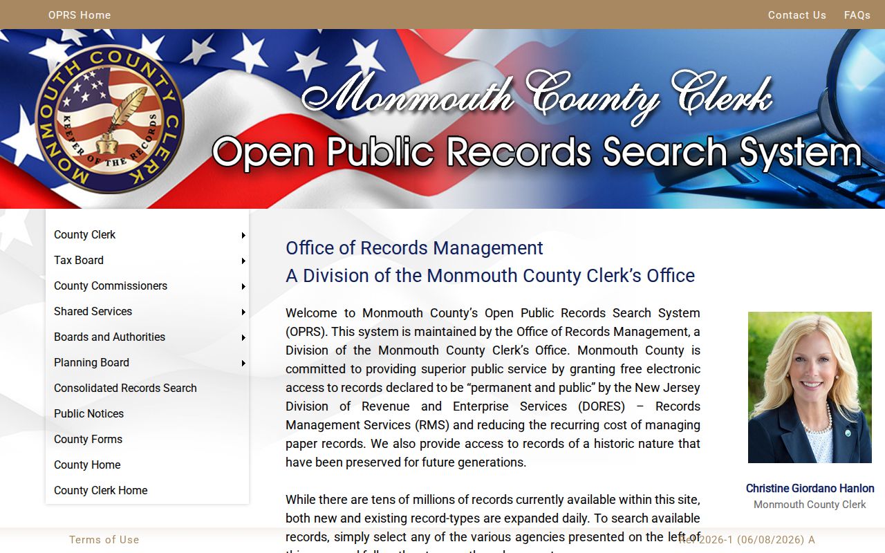 Long Branch residents directory route to Monmouth County OPRS records portal