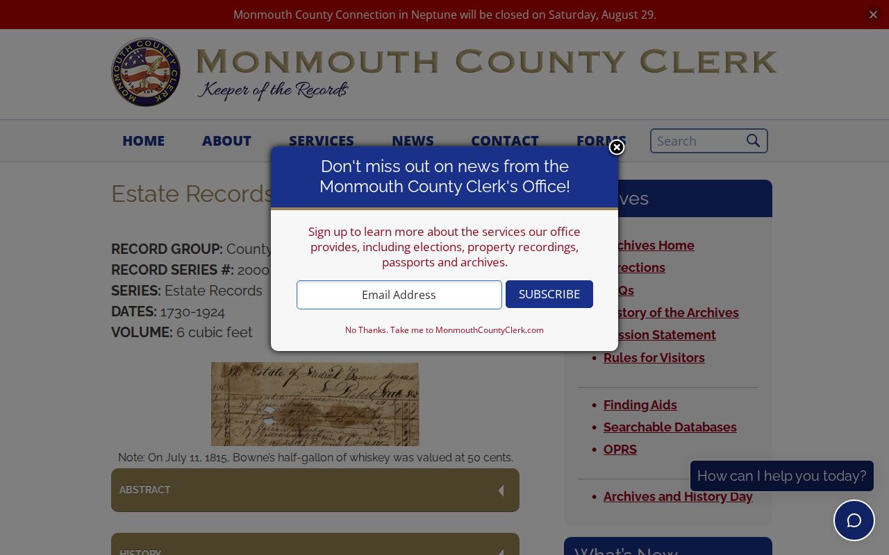 Long Branch previous residents research in Monmouth County estate records