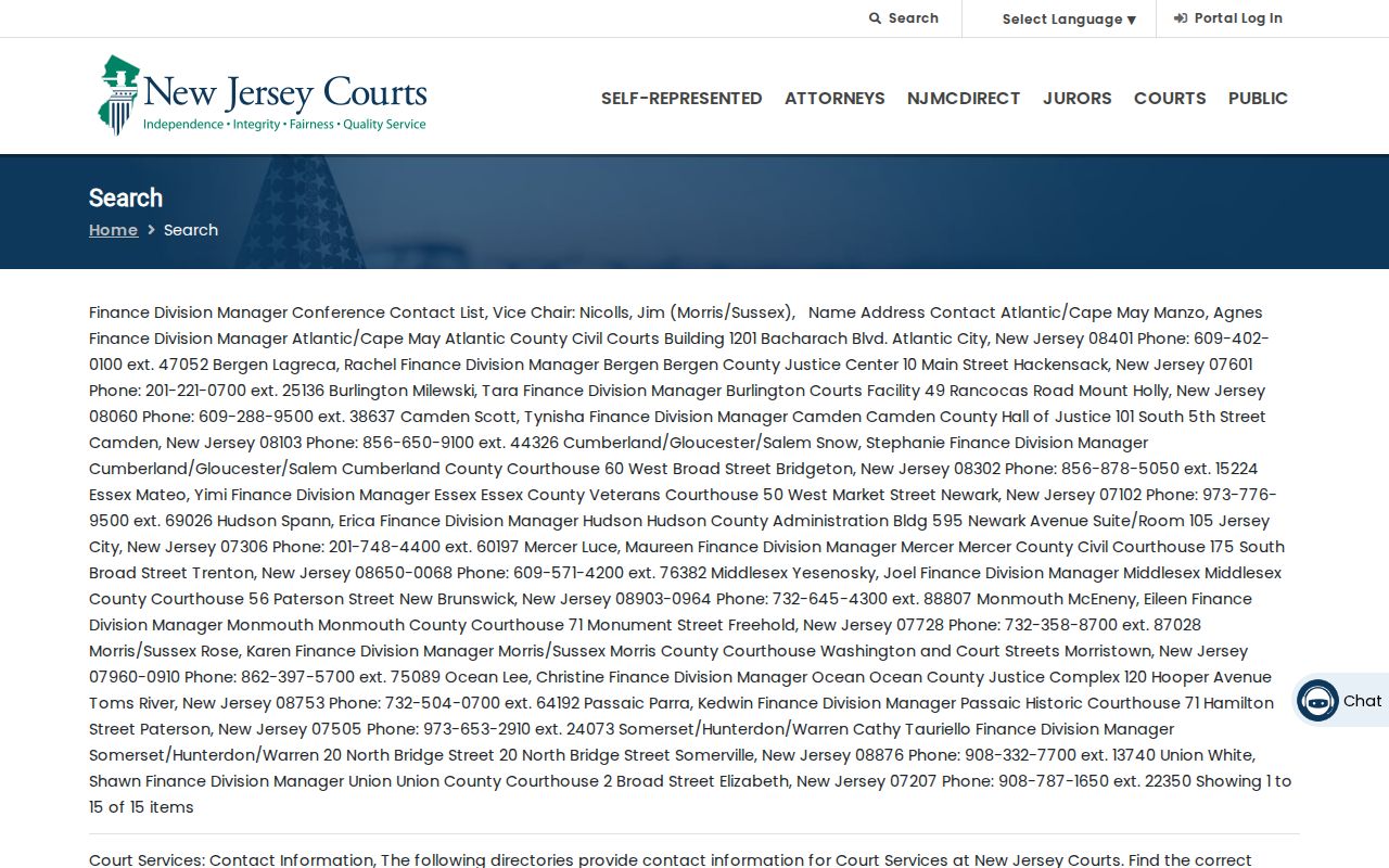 Long Branch residents directory route to New Jersey Courts public search
