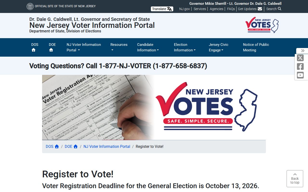 Long Branch resident lookup New Jersey voter registration service